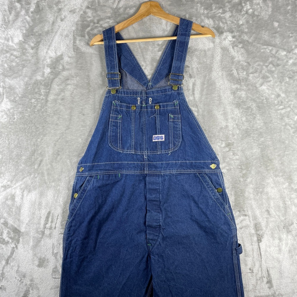 Vintage Big Smith Overalls Mens FITS 38x29 Blue Denim Bib Workwear USA Made